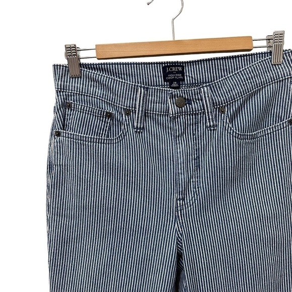 J. Crew Women's Size 28 High Rise Crop Flare Jeans Piper Stripe Blue White Denim - Picture 2 of 8